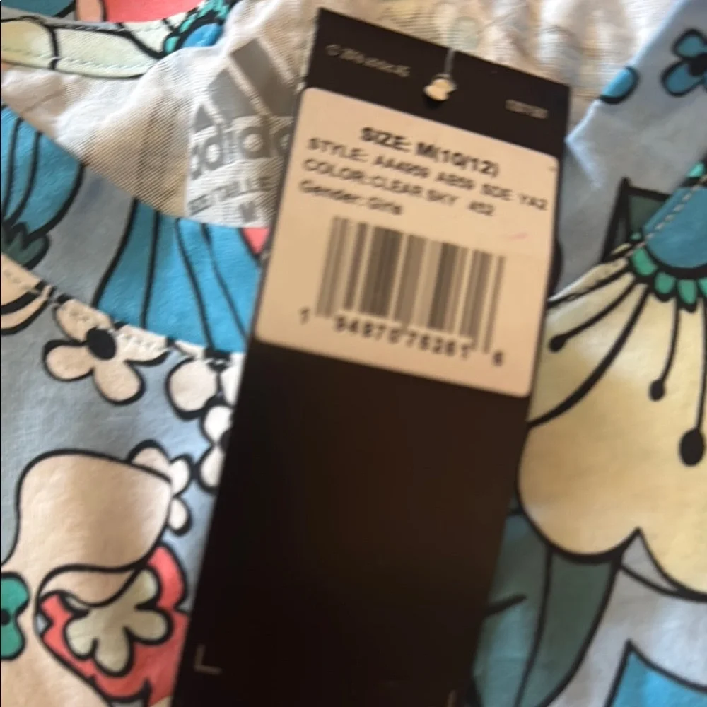 adidas Floral Graphic Tee - Coral, Teal, Blue, Yellow